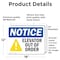 Signmission Elevator Out Of Order, 18 in W x Rectangle, Vinyl Decal OS-2PACK-NS-D-1218-L-15578 - alternate 2